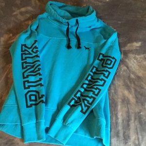 VS Pink turquoise cowl neck pull over